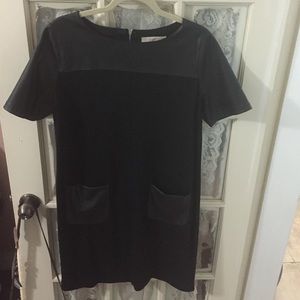 Dress with Faux Leather Details