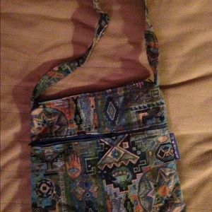 Multicolored loom woven shoulder bag