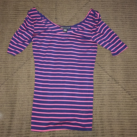 Pink and navy blue striped shirt