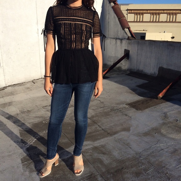 Authentic Self Portrait Lace Peplum Tee NWT