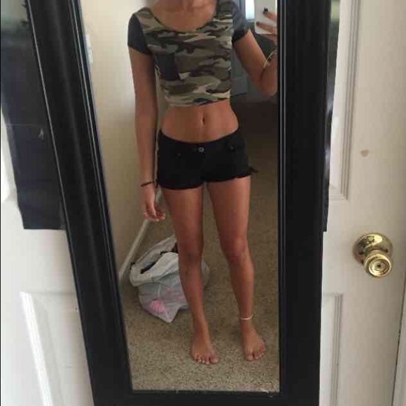 Army and leather crop top