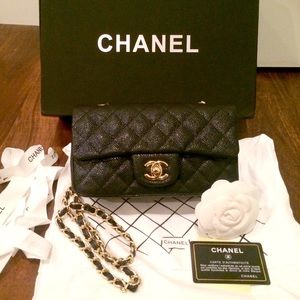 Chanel Caviar Mini Flap Bag Quilted Crossbody