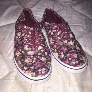 Maroon Floral Vans