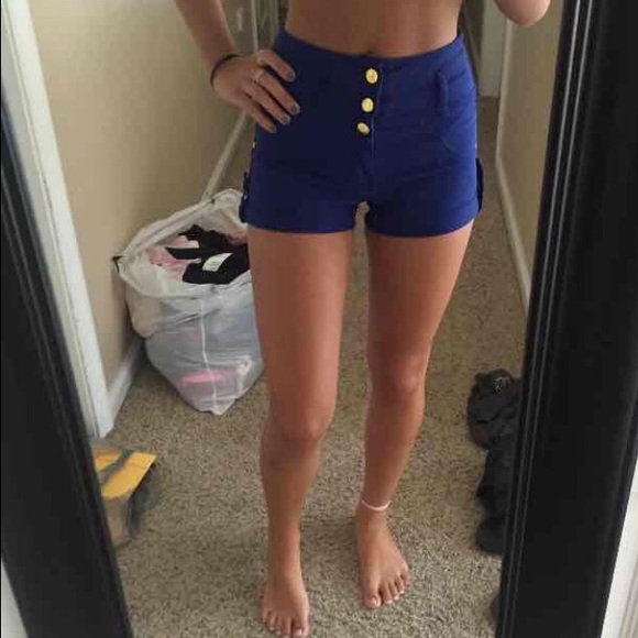 High waisted button up shorts