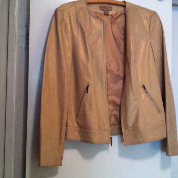i.e Jackets & Coats Nwot White Gold Lame Leather Jacket Poshmark