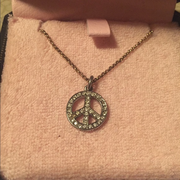 Juicy peace sign necklace silver and gold chain