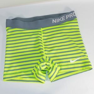 Gray & yellow Nike pro shorts