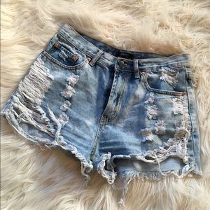 Distressed high waisted shorts