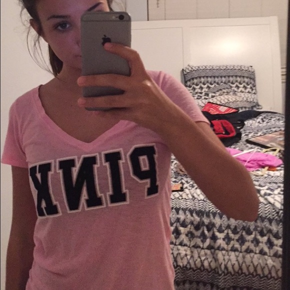 PINK tee shirt with Velvet Letters - Picture 3 of 3