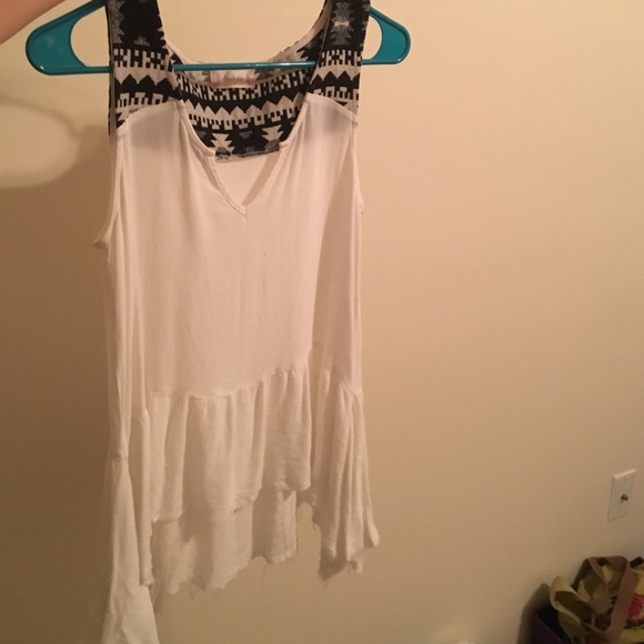 Tribal white flowy top