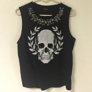 Skull Express Tank with Jewel Neckline