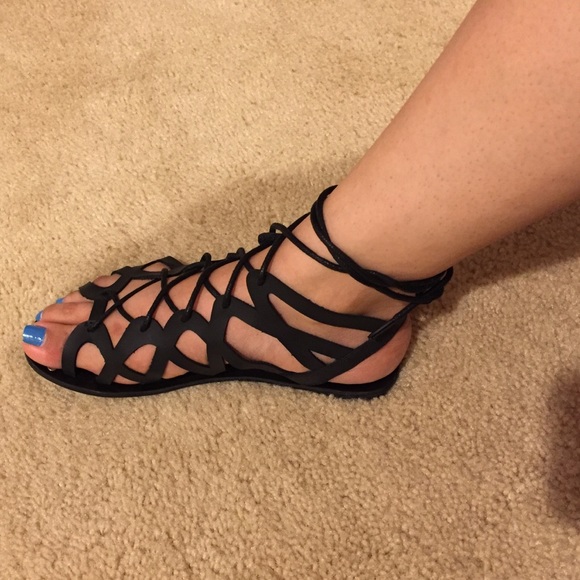 Black Gladiator Sandals - Picture 2 of 4