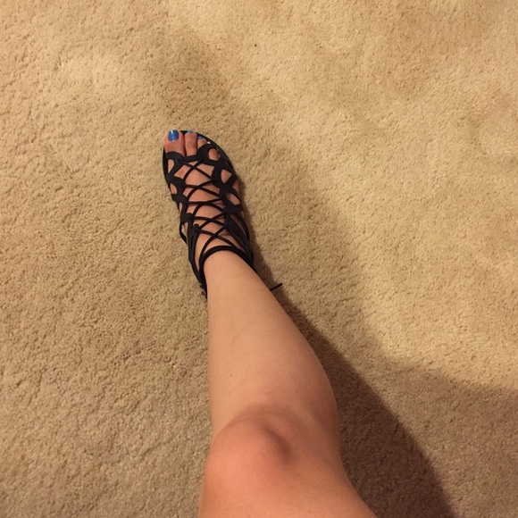 Black Gladiator Sandals - Picture 3 of 4