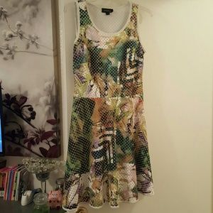 Green patterned cut out dress