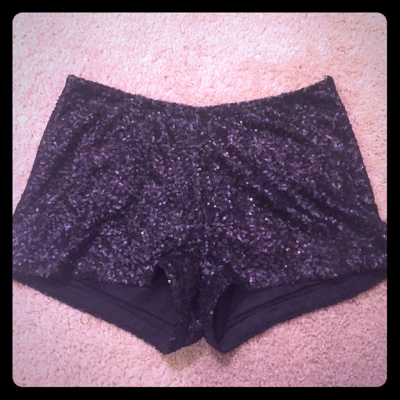 Black sequin shorts
