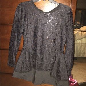 Black Lace Peplum Top