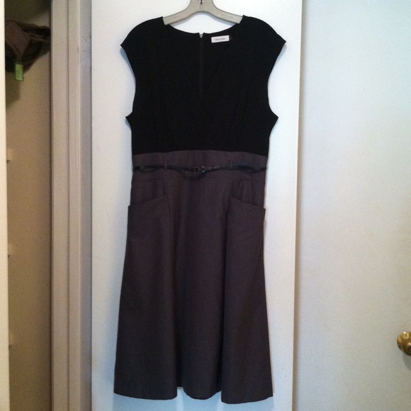Calvin Klein Fit and Flare black & gray Dress