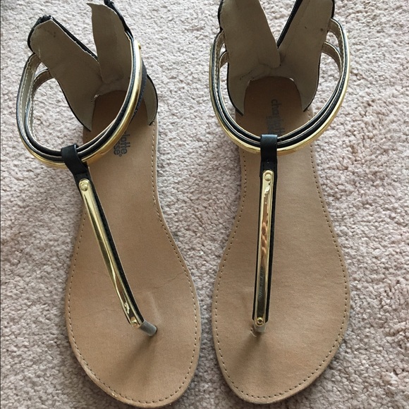 Charlotte Russe Black/Gold Sandals