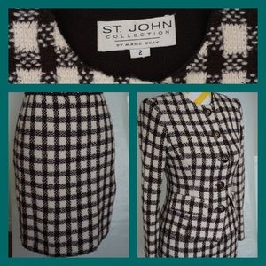 St. John Plaid Skirt Suit