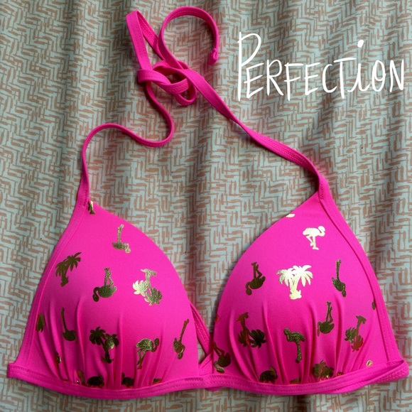 NWOT Hot Pink Triangle Bikini Push Up Top
