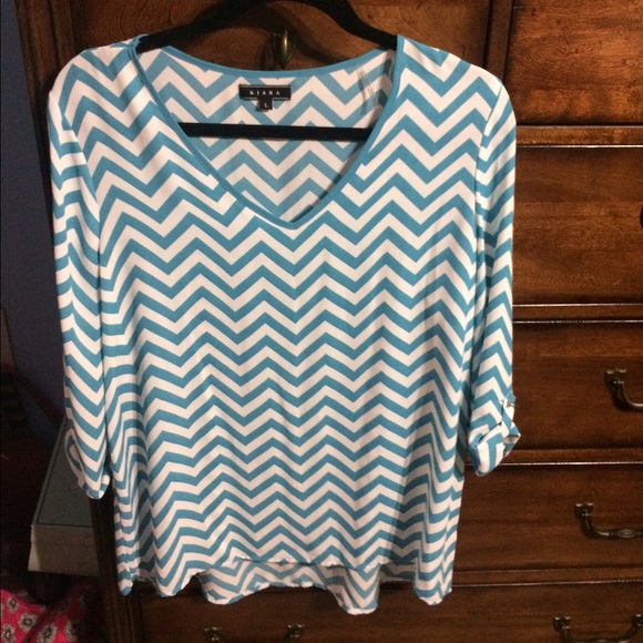 Aqua and white chevron shirt