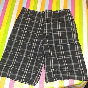 Boys size 12 black plaid shorts