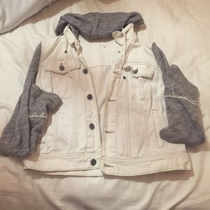 Distressed white Free People jean jacket