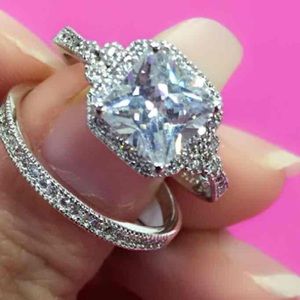 (Size 6) new 2ps silver engagement ring