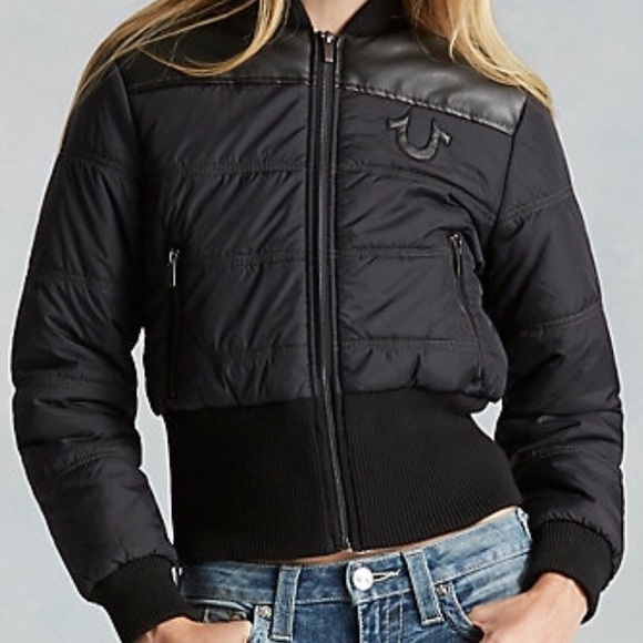 True Religon Black Bomber jacket size XS - Picture 3 of 3