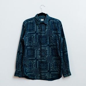 MENS UNIQLO PAISLEY BANDANA FLANNEL BUTTON-UP