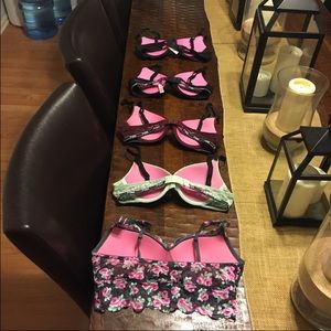 5 Victoria's Secret Pink 34B push up bras.(Bundle)