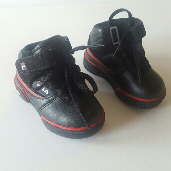 Infant Black and Red High Top Shoes