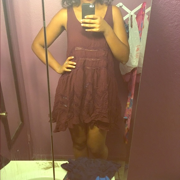 Free People maroon baby doll dress