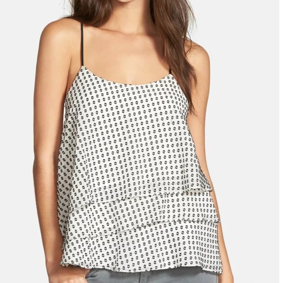 Sam Edelman Strappy Polka Dot V-Back Ruffle Tank