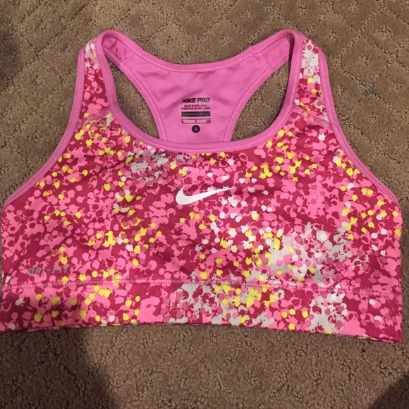 Nike Pro Pink Patterned Sports Bra Size Small