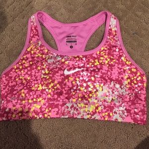 Nike Pro Pink Patterned Sports Bra Size Small