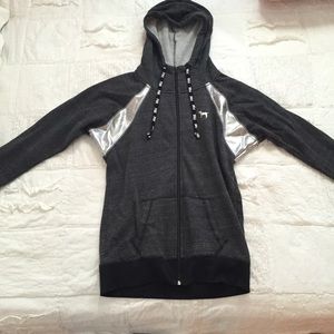 Heathered gray & metallic silver hoodie