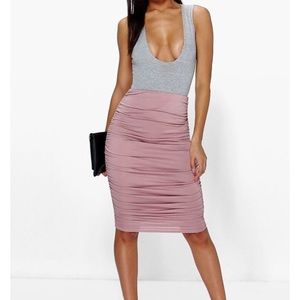 Rouched Lilac Midi Skirt