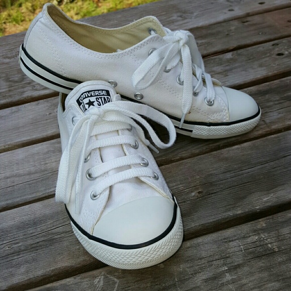 Low rise white and black converse