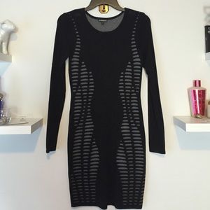 Black Knit Body-con Sweater Dress