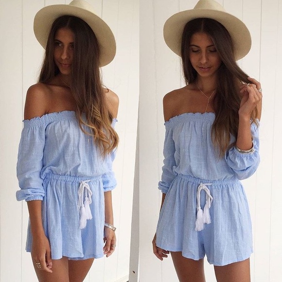 ▪️SALE // 1️⃣ XS // Solace Blue Linen Romper - Picture 3 of 4