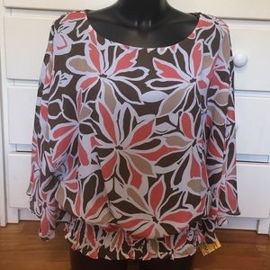 Peach and Brown Floral Top