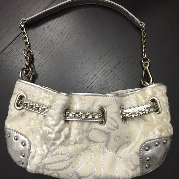 Bebe Brand Silver clutch with shoulder strap
