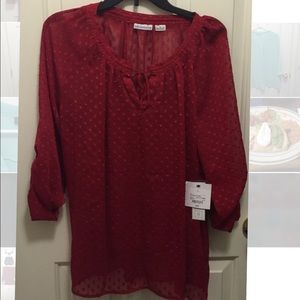 NWT Liz Claiborne sheer red blouse