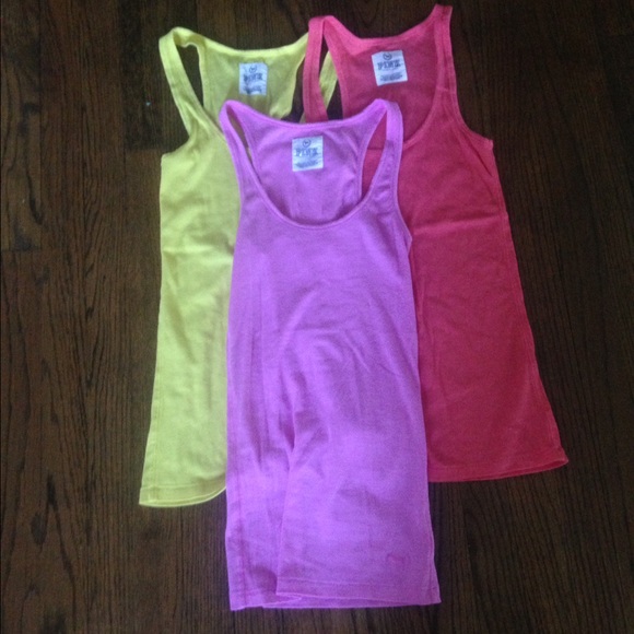 Victoria's Secret PINK ribbed tanks (3)