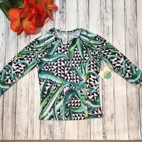 Mara Hoffman Aloe Green Rashguard - Small - Picture 2 of 3