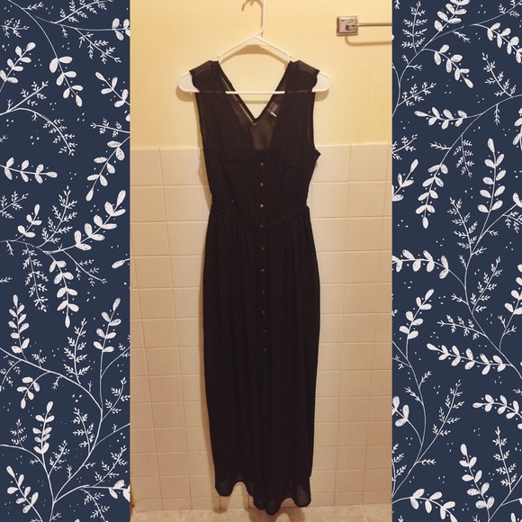 Sheer black maxi dress w slip