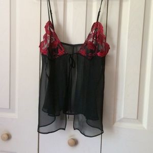 Black/red top from Fredericks. Lingerie