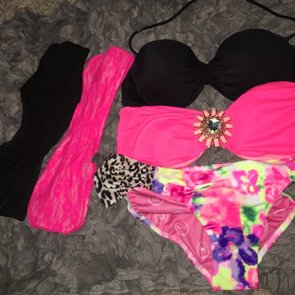 BUNDLE 2 piece bando, 2 bikini top, bikini bottom