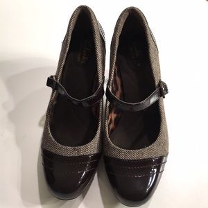 Clarks Shoes - Clarks Brown Tweed Mary Janes Clarks Shoes - Clarks Brown Tweed Mary Janes